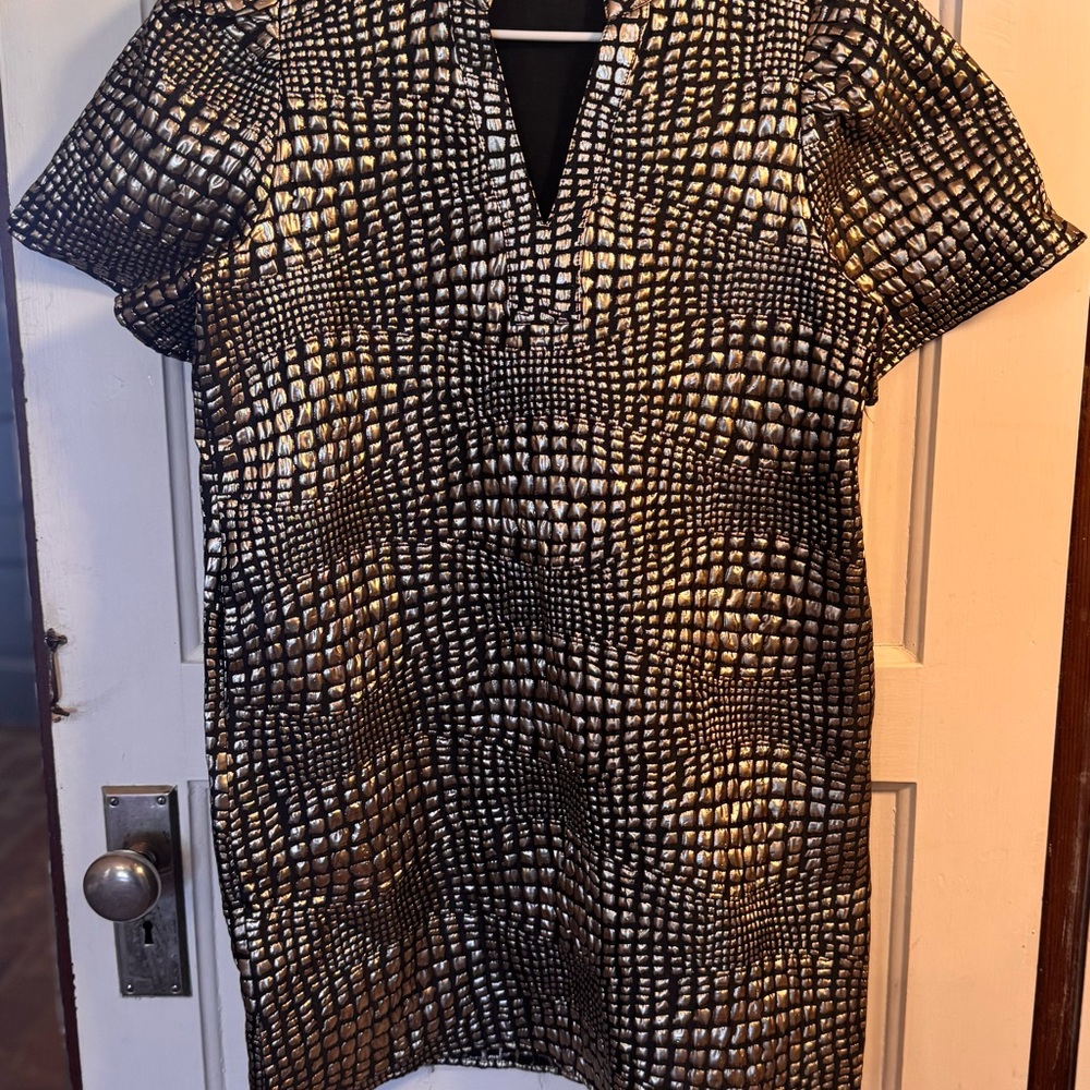 THML Black and Gold Patterned Dress
